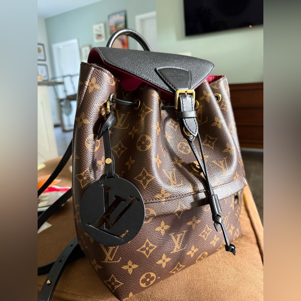 Montsouris NM Backpack Monogram Canvas with Leather PM